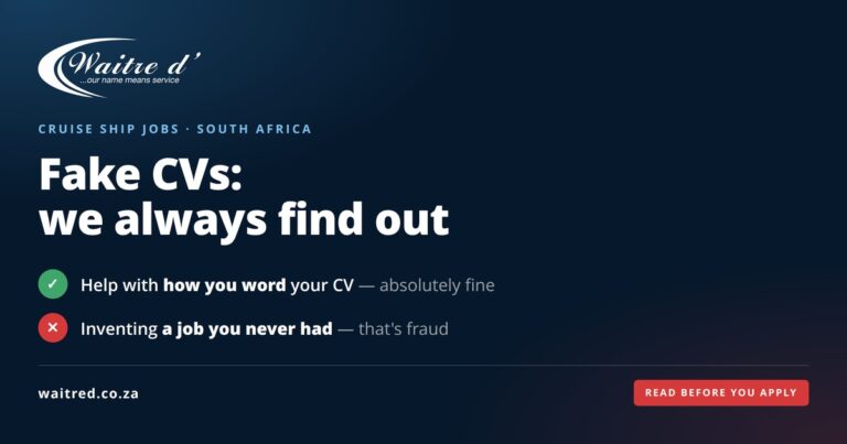 Fake CV warning from Waitré d' Recruitment: help with wording is fine, inventing a job you never had is fraud